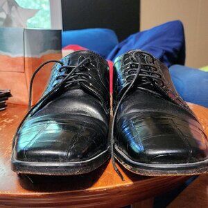 Men's 9D Stacy Adams croc print/leather oxfords